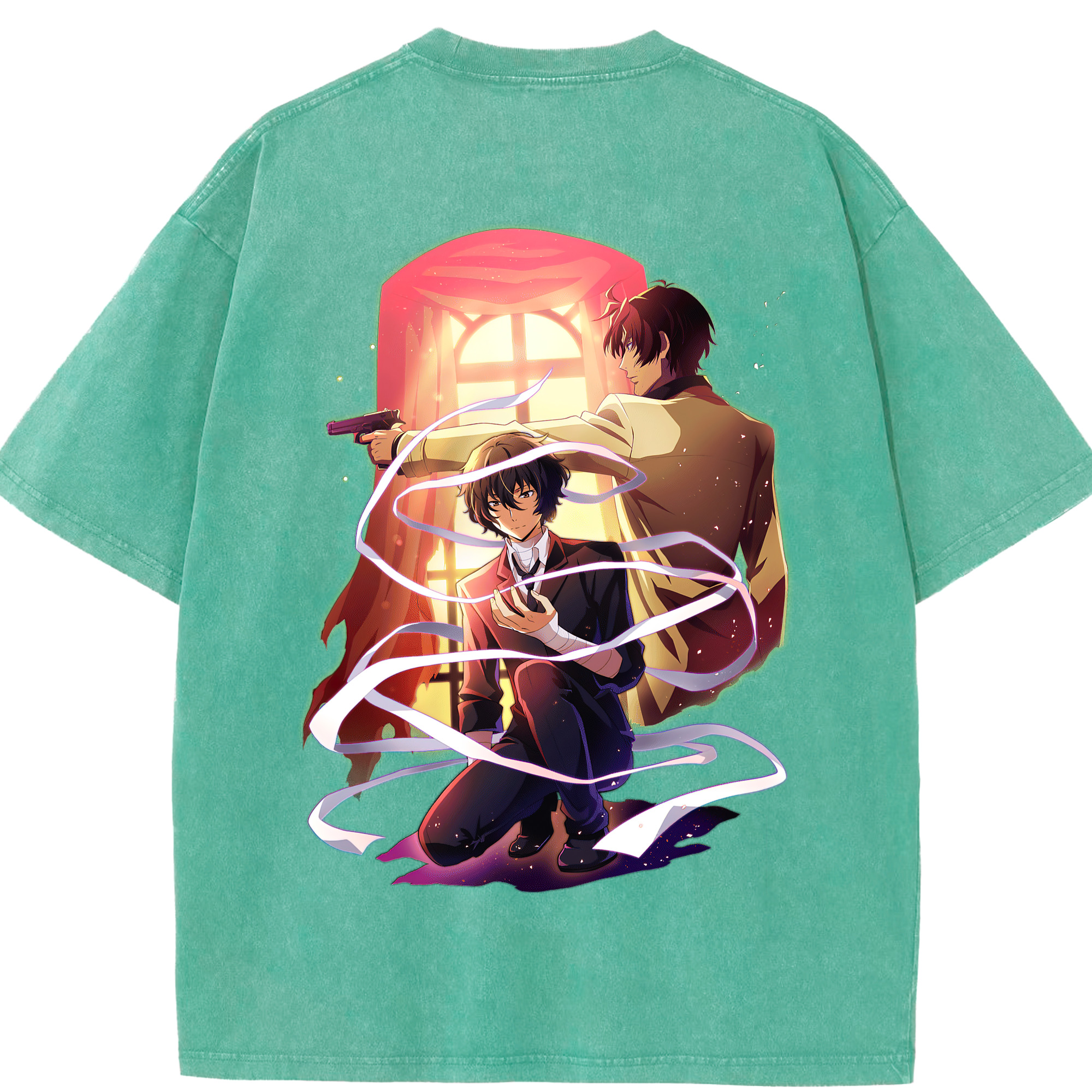 （画像用） 文豪ストレイドッグス Bungo Stray Dogs 綿100% ヴィンテージ風 半袖Tシャツ（背面プリント）